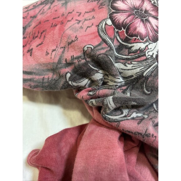 Early 2000’s Y2K Crimson Tie-Dye Long Sleeve With Floral Art Grunge Size L - Picture 12 of 12